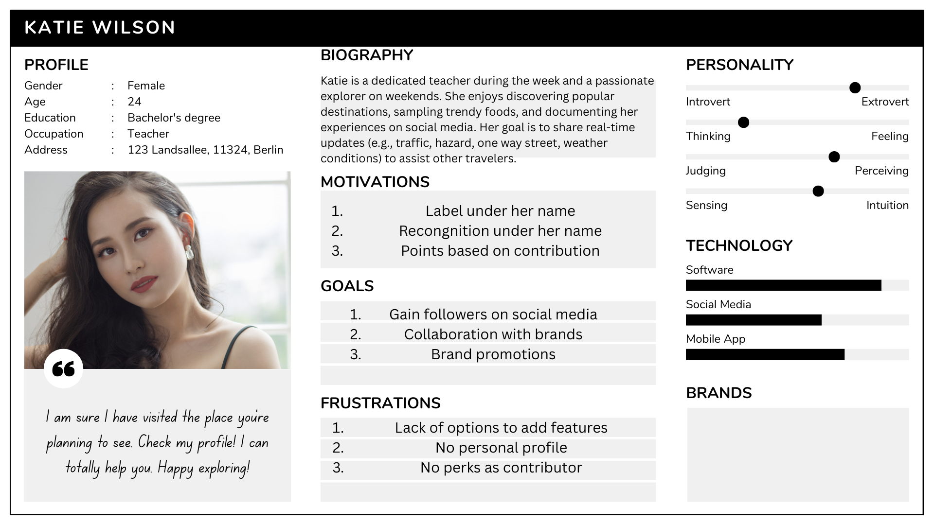 Persona Katie: The Active Explorer